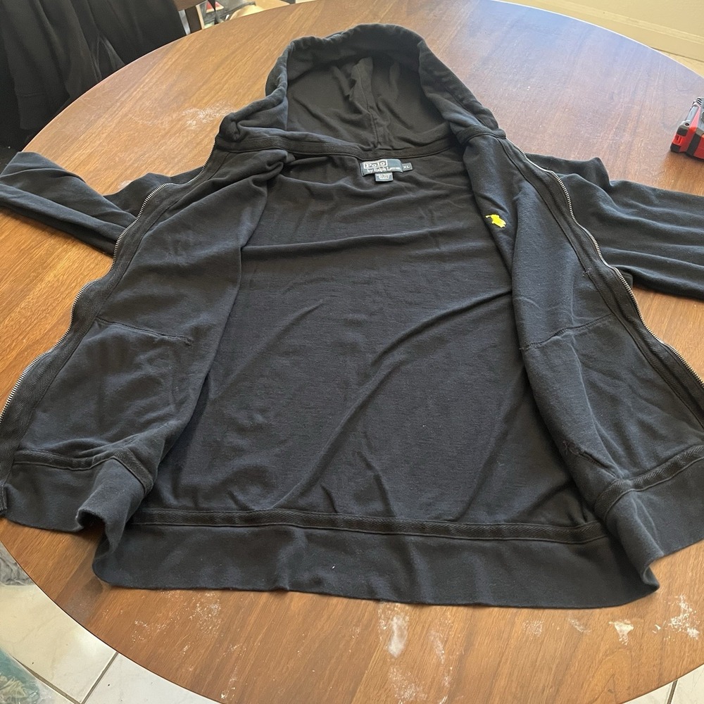 Vintage Polo Ralph Lauren Hoodie Mens XL Black Full Zip Cotton‎ Pony Conmar Zip - Picture 7 of 12